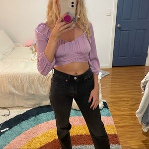 O.Vianca Purple Milkmaid Tie Top